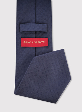 Jedwabny granatowy krawat z monogramem PL