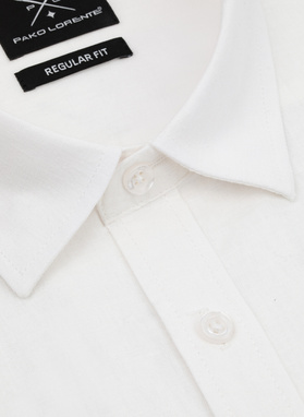 Lniana biała koszula z krótkim rękawem