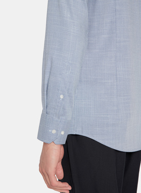 Granatowa koszula w drobną kratę