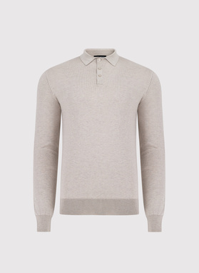 Sweter polo w kolorze beżowym