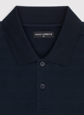 Granatowe bawełniane polo w prążki