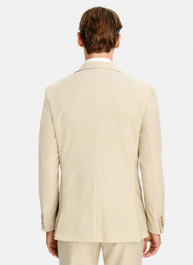 Beżowy wełniany garnitur męski
