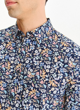 Granatowa koszula w kwiaty