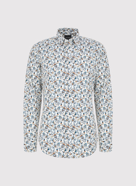 Biała koszula męska kolorowe kwiaty