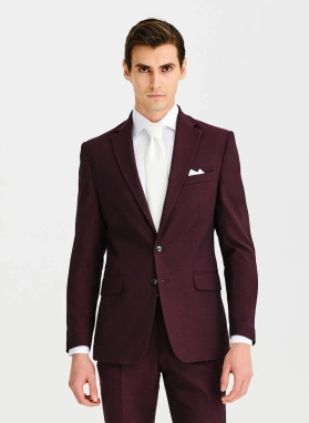 Ślubny bordowy garnitur męski