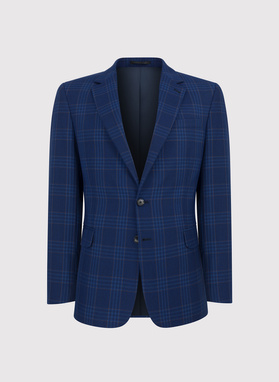 Granatowa marynarka casualowa w kratę