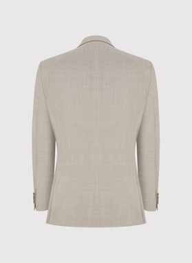 Beżowy wełniany garnitur męski