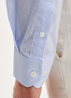 Niebieska koszula męska z lnu i bawełny