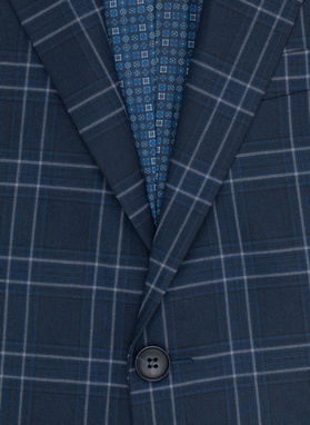 Trzyczęściowy granatowy garnitur męski