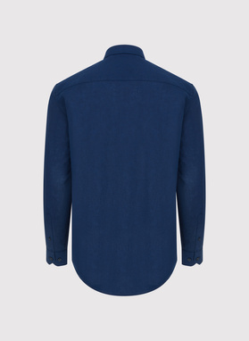 Granatowa koszula męska z lnem