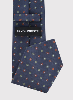 Granatowy krawat w kwiaty