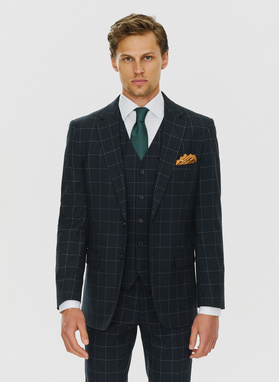 Granatowa kamizelka w kratę Windowpane