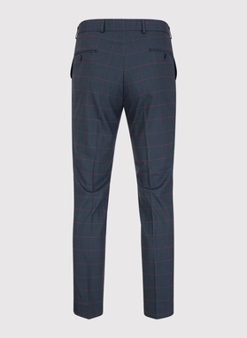 Granatowe spodnie garniturowe w bordową kratę Windowpane