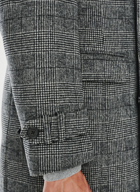 Szary męski płaszcz w kratę