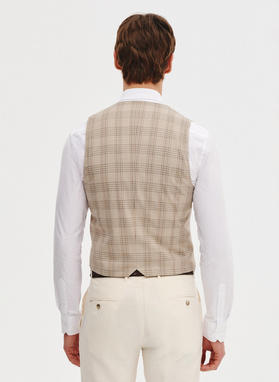 Dwurzędowa kamizelka męska w mocną kratę