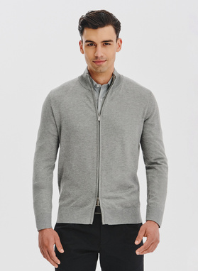 Szary rozpinany sweter męski