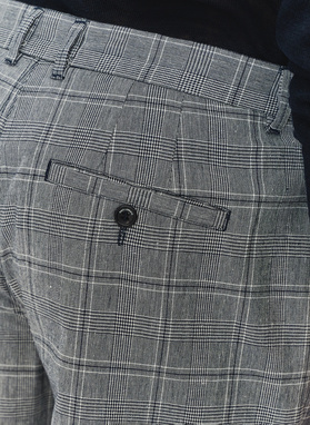 Męskie szorty w kratkę z lnem