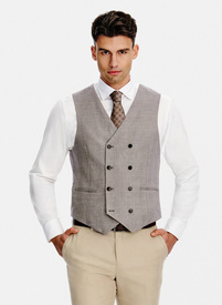 Dwurzędowa brązowa kamizelka w kratę