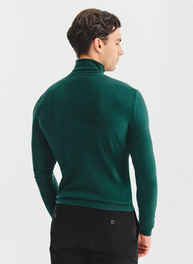 Ciemnozielony gładki golf męski