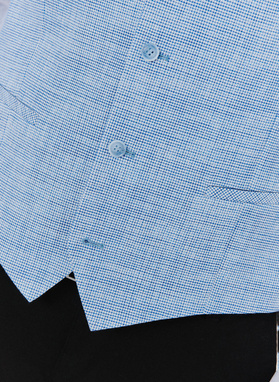 Jednorzędowa kamizelka męska w drobną kratę