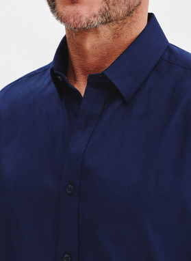 Granatowa koszula męska z lnem