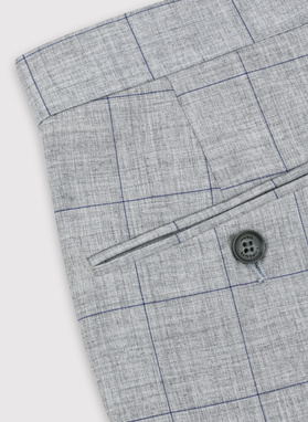 Szare garniturowe spodnie męskie w kratę