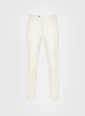 Beżowy garnitur męski z lnem