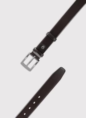 Ciemnobordowy skórzany pasek męski