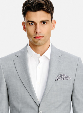 Szary garnitur męski z wełną