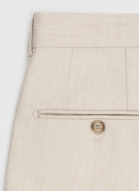 Beżowe spodnie ganiturowe z lnem