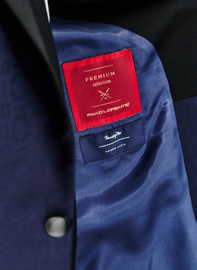 Granatowa żakardowa marynarka smokingowa