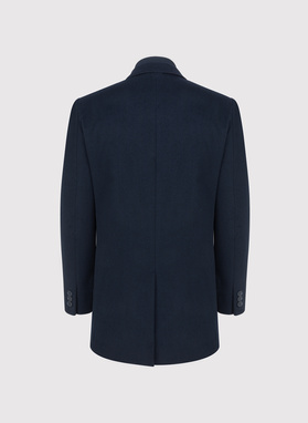 Granatowy płaszcz męski z wełną