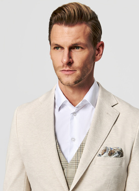 Beżowa dzianinowa marynarka męska