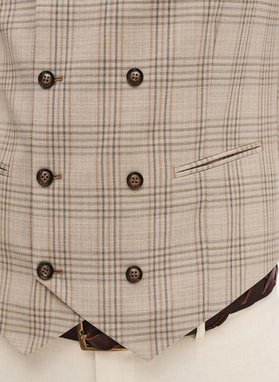 Dwurzędowa kamizelka męska w mocną kratę