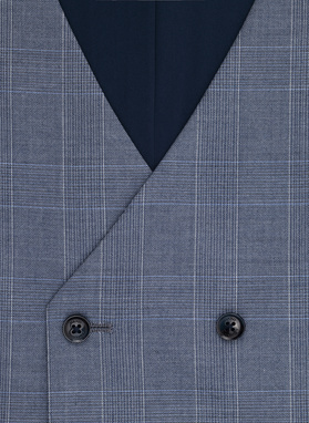 Dwurzędowa granatowa kamizelka w kratę