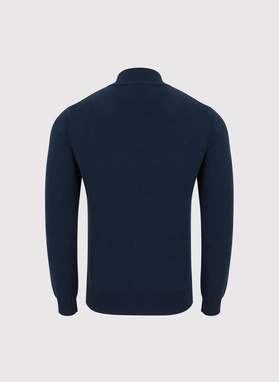 Granatowy rozpinany sweter z kieszeniami