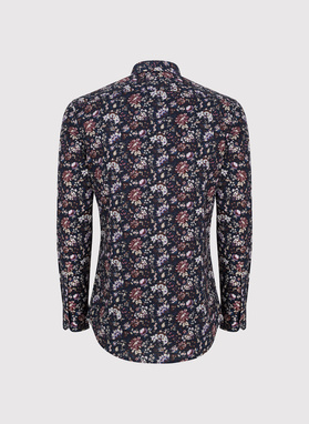 Granatowa koszula w kwiaty