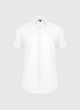 Biała bawełniana koszula męska z krótkim rękawem