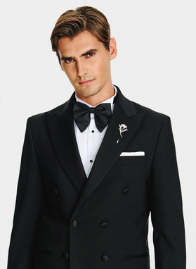 Wełniana dwurzędowa marynarka smokingowa