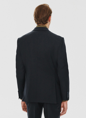 Dwuczęściowy gładki garnitur męski w kolorze granatowym