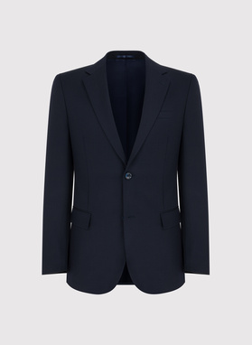 Gładki granatowy garnitur męski