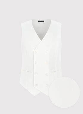 Beżowa dwurzędowa kamizelka męska