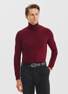 Bordowy gładki golf męski