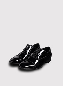 Lakierowane czarne półbuty męskie
