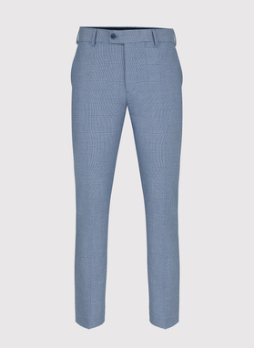 Niebieskie męskie spodnie garniturowe w kratkę