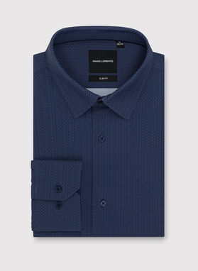 Granatowa dzianinowa koszula w jodełkę