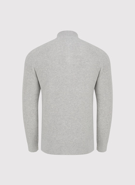 Szary sweter z rozpinaną stójką