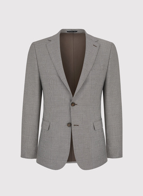 Garnitur męski w kratę w brązowych tonach