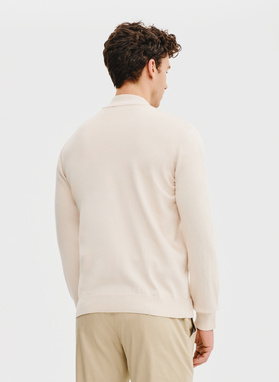Sweter męski rozpinany w kolorze beżowym
