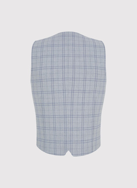 Dwurzędowa kamizelka męska w kratę